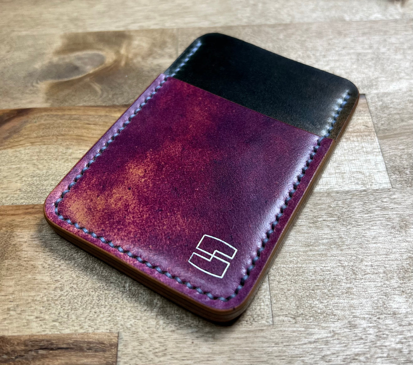 shell cordovan 3 slot card holder